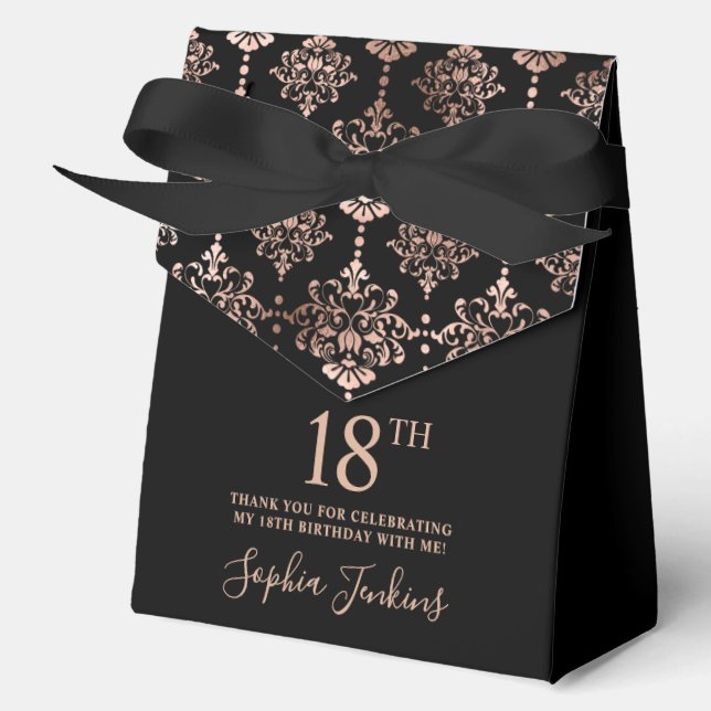 18th Birthday Rose Gold Elegant Thank You  Favor Boxes (Front)