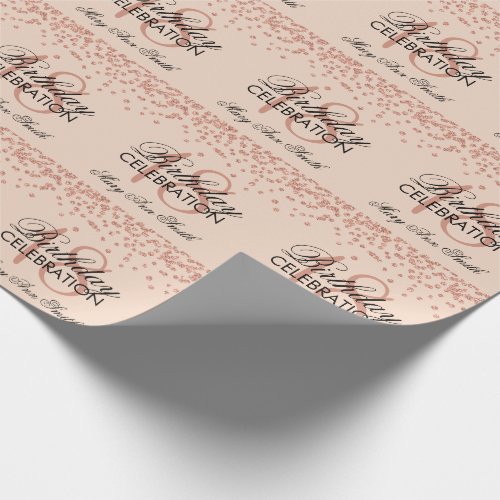 18th Birthday Rose Gold Faux Glitter Confetti Wrapping Paper