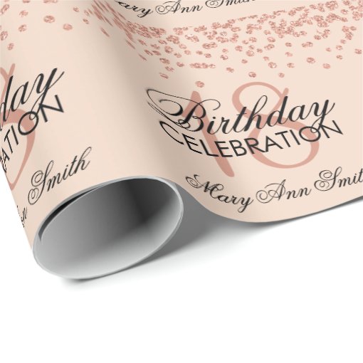 18th Birthday Rose Gold Faux Glitter Confetti Wrapping Paper Zazzle 2162