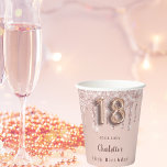 18th birthday rose gold glitter drips monogram paper cups<br><div class="desc">For a glamorous and girly 18th birthday party.  A rose gold gradient background. On the front and the back: Personalize and add a name and a date.   Decorated with faux glitter drips,  paint dripping look. Nr 18 is written with a balloon style font.</div>