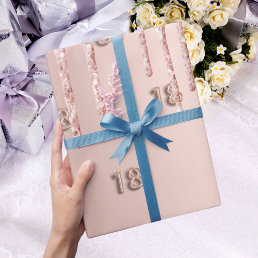 18th Birthday rose gold glitter drips pink Wrapping Paper