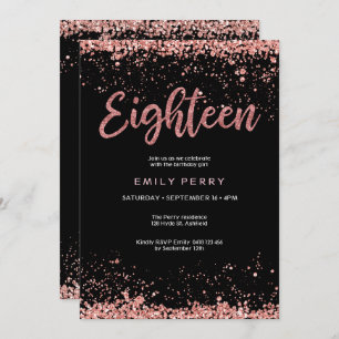 18th birthday rose gold glitter Invitation