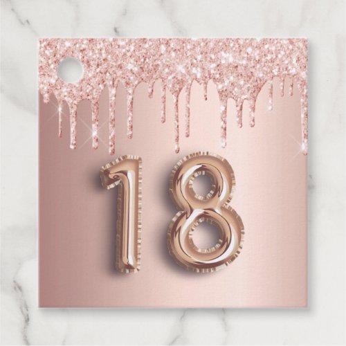 18th Birthday rose gold glitter thank you balloon Favor Tags