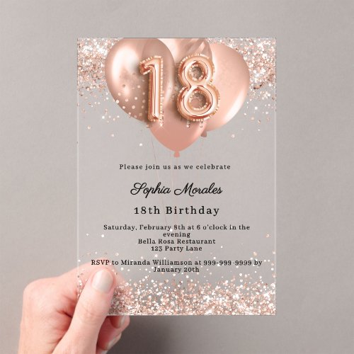 18th birthday rose gold luxury balloons clear