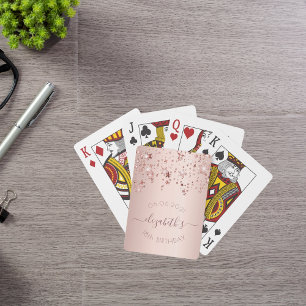 18th birthday rose gold pink stars poker cards