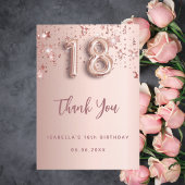 18th birthday rose gold stars thank you card | Zazzle