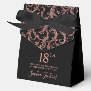 18th Birthday Rose Gold Swirls Thank You  Favor Boxes