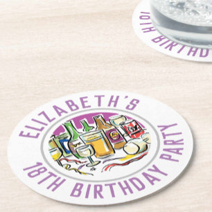 18th Birthday Round Paper Coaster