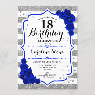 Royal Blue 18th Birthday Invitations & Invitation Templates | Zazzle
