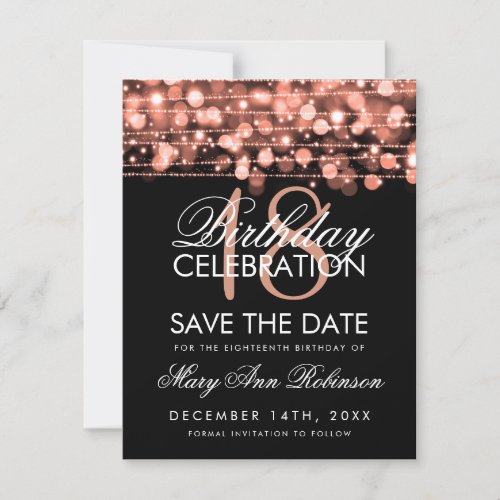 18th Birthday Save Date Party Sparkles Rose Gold Save The Date