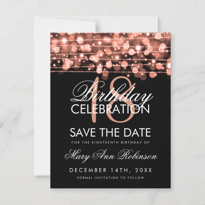 18th Birthday Save Date Party Sparkles Rose Gold Save The Date Zazzle Com