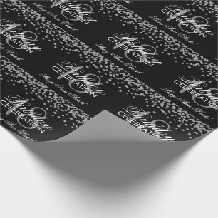 18th Birthday Silver Faux Glitter Confetti Black Wrapping Paper