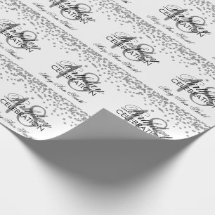 18th Birthday Silver Faux Glitter Confetti White Wrapping Paper
