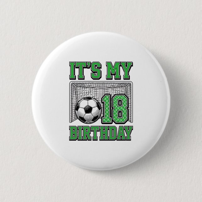 18th Birthday Soccer Vintage Button (Front)