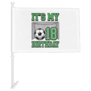 18th Birthday Soccer Vintage Car Flag