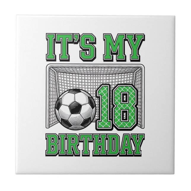 18th Birthday Soccer Vintage Ceramic Tile (Front)