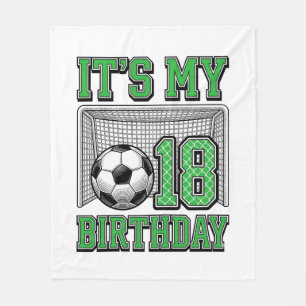 18th Birthday Soccer Vintage Fleece Blanket