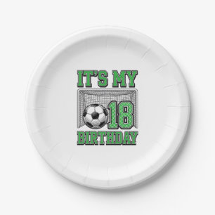 18th Birthday Soccer Vintage Paper Plates