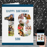 18th Birthday Son Number 18 Photo Collage Big<br><div class="desc">Say Happy 18th Birthday Son with a unique birthday card and your own custom photo collage. The template is set up for you to edit Happy Birthday Son to brother, or any other name you like and add up to 12 different photographs. You can also edit the messages inside the...</div>