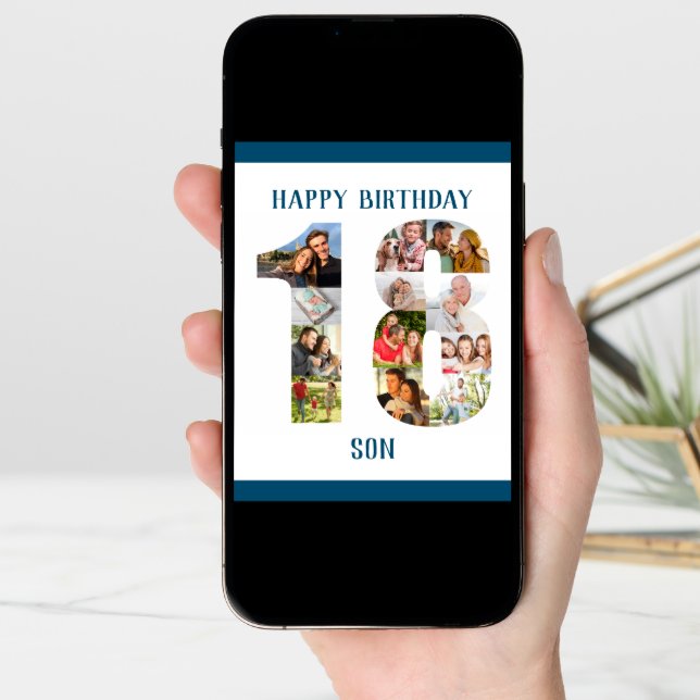 18th Birthday Son Number 18 Photo Collage Big (Front Digital)