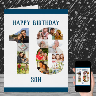 18th Birthday Son Number 18 Photo Collage Big Cards