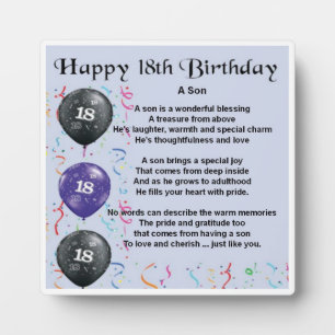 18th  Birthday Son Poem Plaque