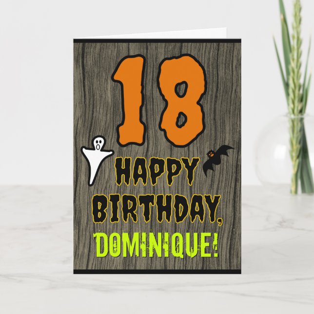18th Birthday: Spooky Halloween Theme, Custom Name Card (Front)