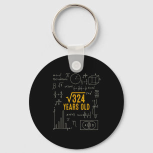 18th Birthday Square Root Of 324 Love Math 18 Year Keychain