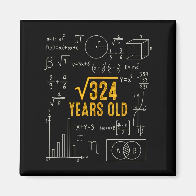18th Birthday Square Root Of 324 Love Math 18 Year Magnet (Front)