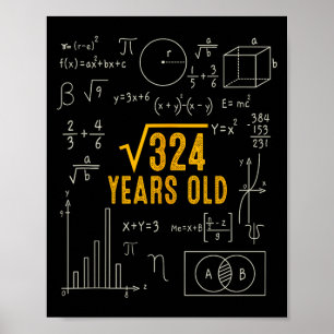 18th Birthday Square Root Of 324 Love Math 18 Year Poster