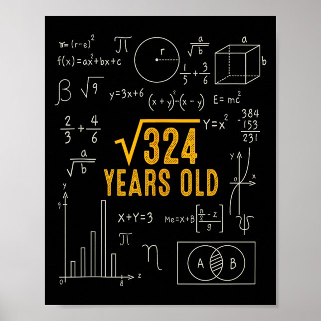 18th Birthday Square Root Of 324 Love Math 18 Year Poster (Front)