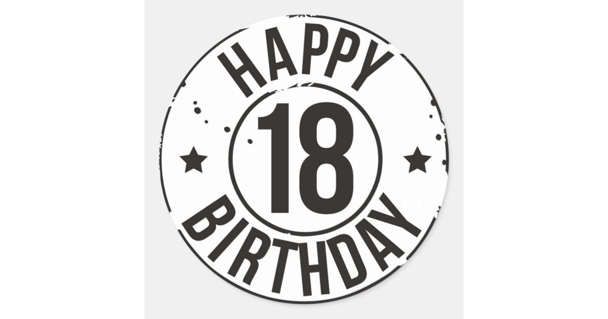 18TH BIRTHDAY STAMP EFFECT CLASSIC ROUND STICKER | Zazzle