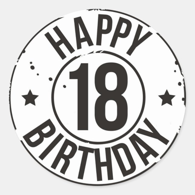 18TH BIRTHDAY STAMP EFFECT CLASSIC ROUND STICKER (Front)