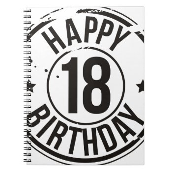 18th Birthday Stamp Effect Notebook by Bubbleprint at Zazzle