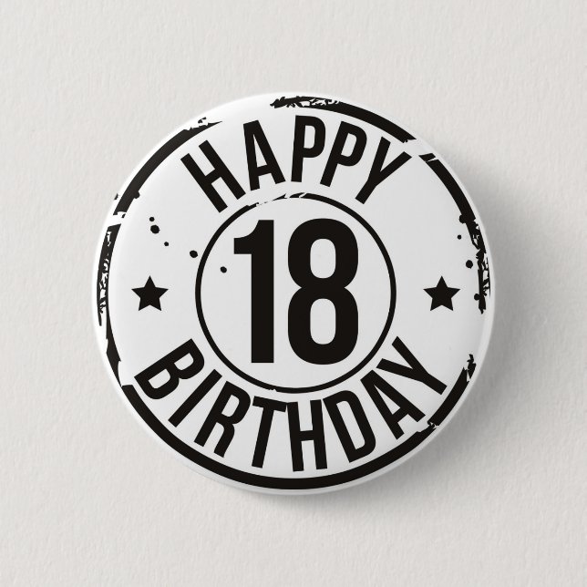 18TH BIRTHDAY STAMP EFFECT PINBACK BUTTON (Front)