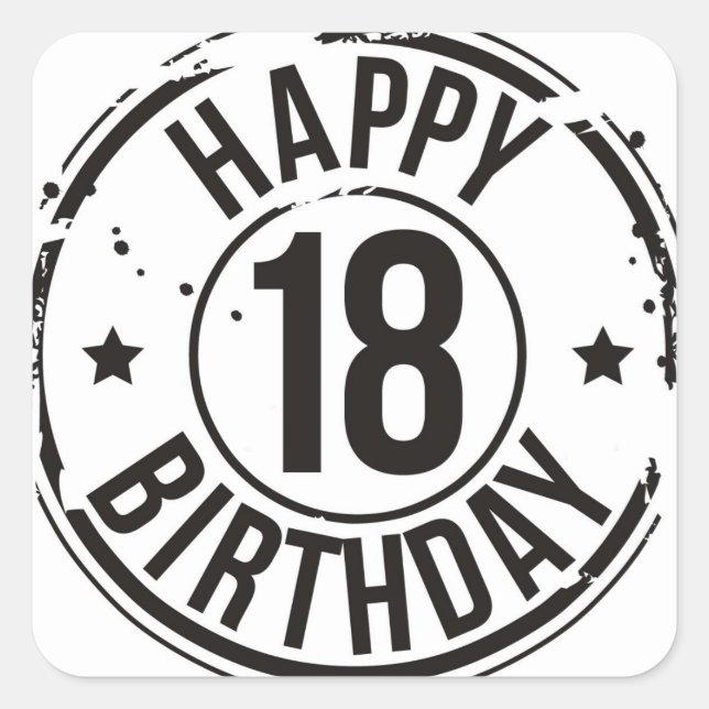 18TH BIRTHDAY STAMP EFFECT SQUARE STICKER (Front)