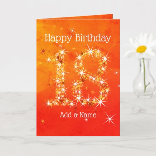 18th Birthday _ Star Number Red Orange Glow Age 18 Card