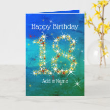 18th Birthday - Star Numbers - Blue Green - Age 18
