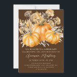18th Birthday Surprise Party Rustic Boho Pumpkin Invitation<br><div class="desc">Elegant watercolor orange pumpkins are nestled in a variety of fall foliages and flowers. A dark,  rich brown background frames it to perfection. Perfect for an autumn celebration.</div>