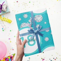 18th birthday teal green glitter diamonds wrapping paper