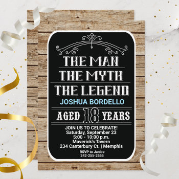 18th Birthday The Man The Myth The Legend 18 Yrs  Invitation by allpetscherished at Zazzle