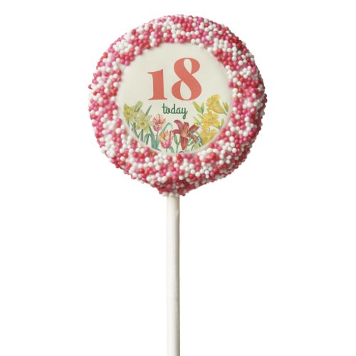 18th Birthday Watercolor Spring Flowers  Chocolate Covered Oreo Pop