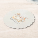 18th Birthday White Pumpkin Fall Leaves Custom Paper Coaster<br><div class="desc">Modern and elegant white pumpkin and fall leaves botanical design. The soft watercolor palette is a sophisticated blend of soft terracotta golden yellow sage and brown. Perfect for your fall birthday party.</div>