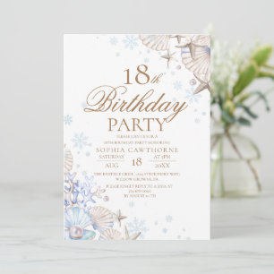 18th Birthday Winter Beach Shells Party Invitation