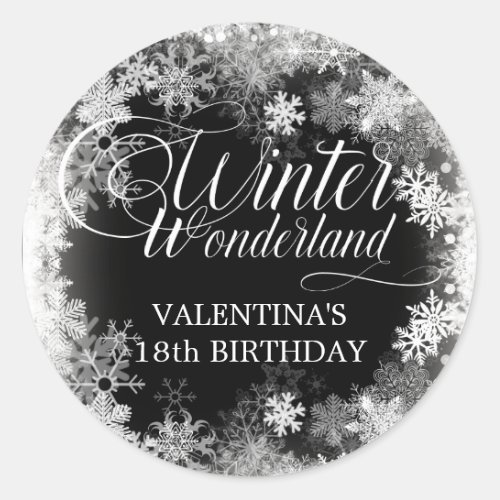 18th Birthday Winter Wonderland Snowflake Favor Classic Round Sticker