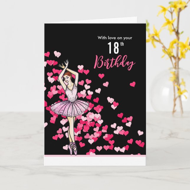 18th Birthday Wishes Ballerina Pink Dress Card | Zazzle