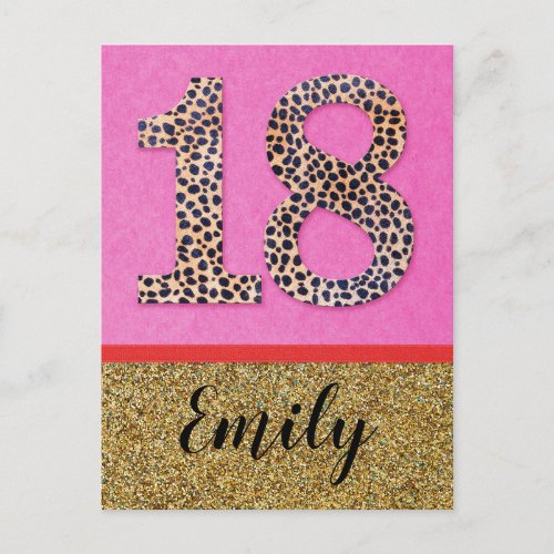 18th _ Birthday wishes card fashion girl glitter
