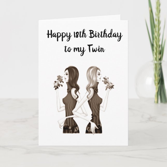 **18th BIRTHDAY WISHES TO MY **TWIN SISTER** Card (Front)