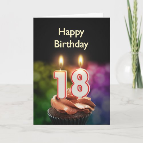 18th Birthday with cake and candles Card
