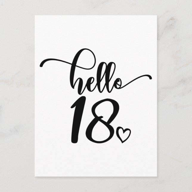 18th Birthday Women Hello 18 Cute 18 Years Old Postcard (Front)